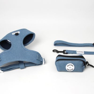 Pack Blue Jeans - Arnés Ajustable + Correa + Porta Bolsas Doble