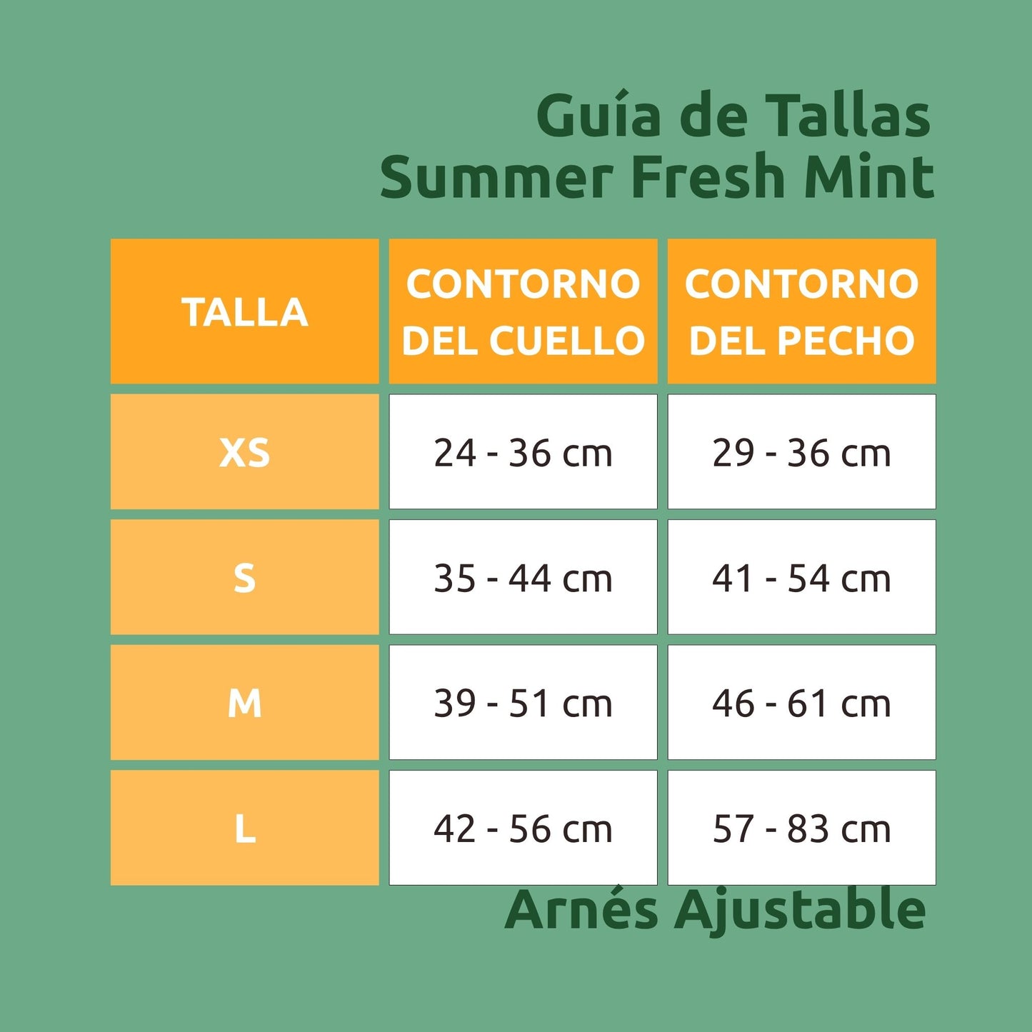 Arnés Ajustable para perro Summer Fresh Mint