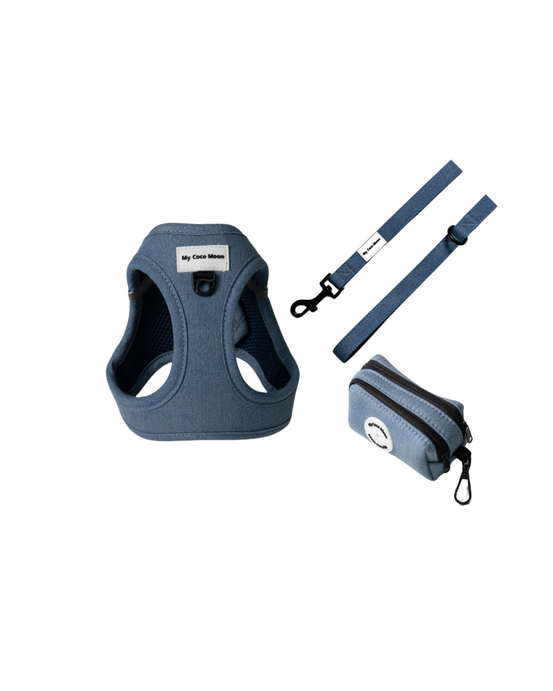 Pack Ahorro Arnés Body para perro + Correa + Porta bolsas doble Blue Jeans.