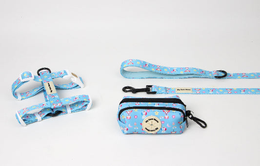 Pack Sweet Unicorns - Arnés Clásico + Correa + Porta Bolsas Doble