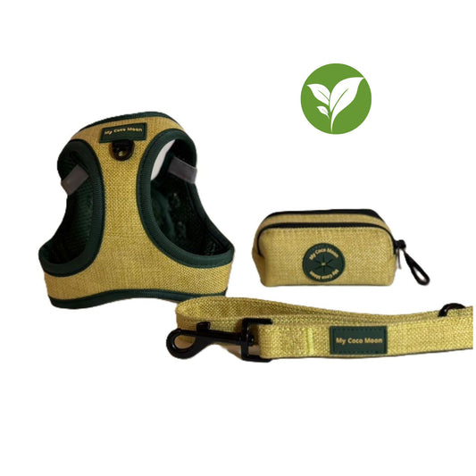 Pack Ahorro Arnés Body para perro + Correa + Porta Bolsas doble ECO Green.
