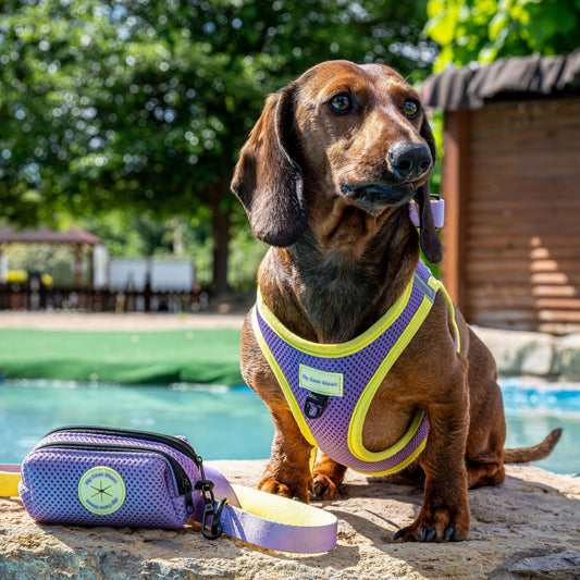 Pack Ahorro Arnés Body para perro + Correa + Portabolsas Summer Fresh Purple