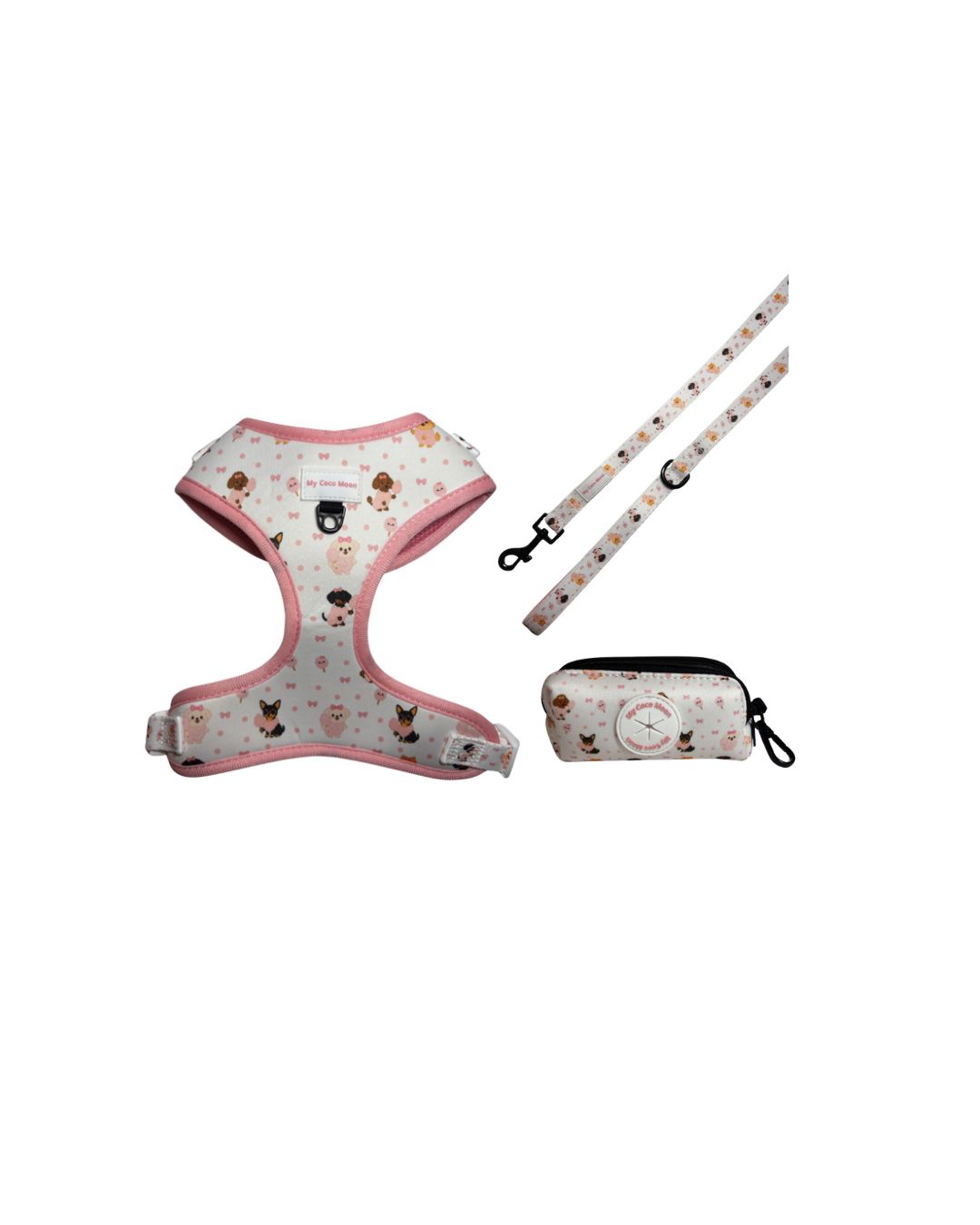 Pack Ahorro Arnés Ajustable para perros + Correa + Porta Bolsas Doble Candy Cotton